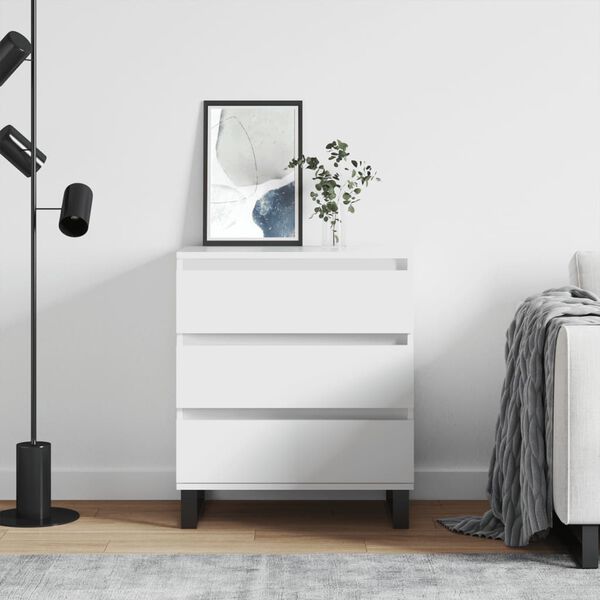 vidaXL kumode, balta, 60x35x70 cm, inženierijas koks