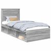 vidaXL Gultas rāmis Pelēks Sonoma 100 x 200 cm Ciets priedes koks