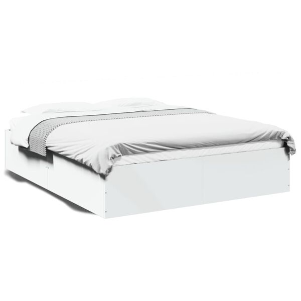 vidaXL gultas rāmis, balts, 150x200 cm, inženierijas koks
