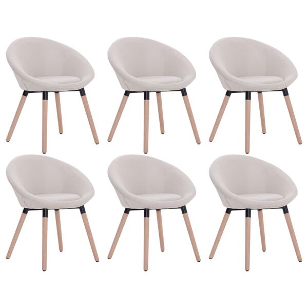 vidaXL virtuves krēsli, 6 gab., krēmkrāsas audums