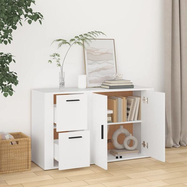 vidaXL kumode, balta, 100x33x59,5 cm, inženierijas koks