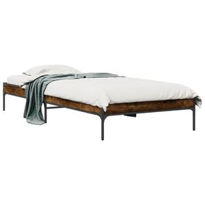 vidaXL gultas rāmis, ozola krāsā, 90x200 cm, inženierijas koks, metāls