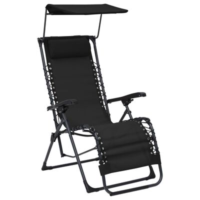 vidaXL salokāmi pludmales krēsli, 2 gab., melns tekstilēns