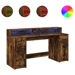 vidaXL rakstāmgalds, LED, ozola krāsa, 160x55x91 cm, inženierijas koks