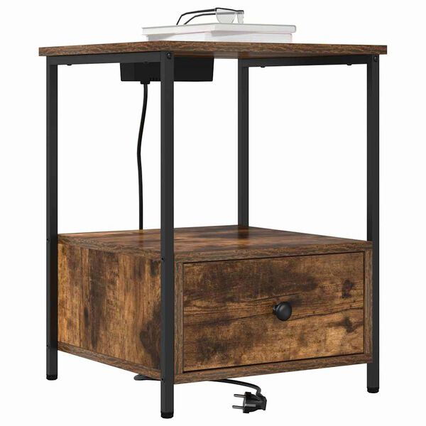 vidaXL Nakts skapītis Dūmaka ozols 42 x 41 x 56 cm Inženierijas koks