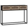vidaXL konsoles galdiņ&scaron;, melns, 105x30x75cm, inženierijas koks, dzelzs