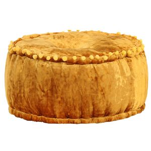 vidaXL apaļ&scaron; pufs, samts, 40x20 cm, sinepju dzeltens