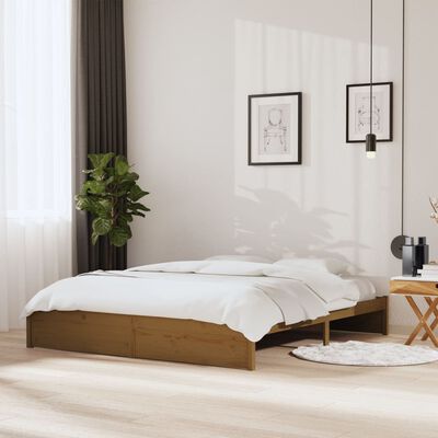 vidaXL gultas rāmis, brūns, masīvkoks, 180x200 cm, liels, divvietīgs
