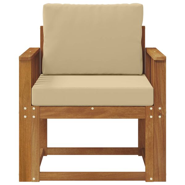 vidaXL Āra dīvāns Cieta akācijas koks un poliesters Dabiska