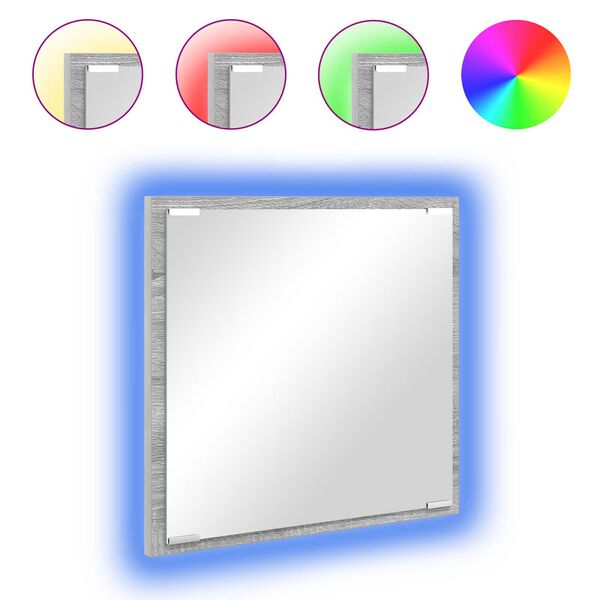 vidaXL LED vannas spogulis ar spoguli Pelēks Sonoma 40 x 37 x 8.5 cm