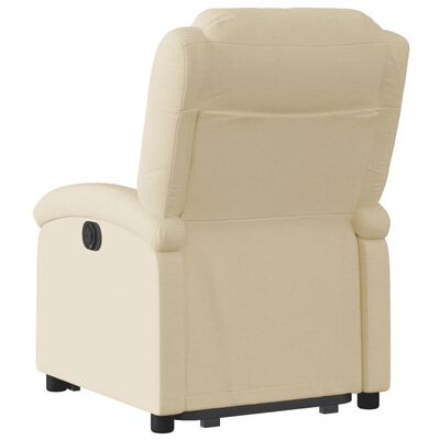 vidaXL elektrisks atpūtas krēsls, paceļams/atgāžams, krēmkrāsas audums