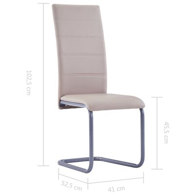 vidaXL konsoles virtuves krēsli, 6 gab., kapučīno krāsas mākslīgā āda