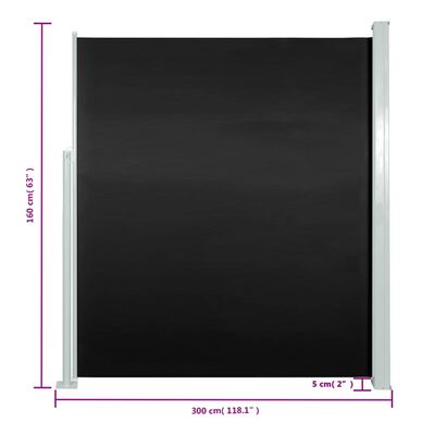 vidaXL izvelkama sānu markīze, 160x300 cm, melna