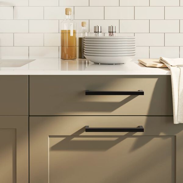 vidaXL skapja rokturi, 10 gab., melni, 192 mm, nerūsējo&scaron;ais tērauds