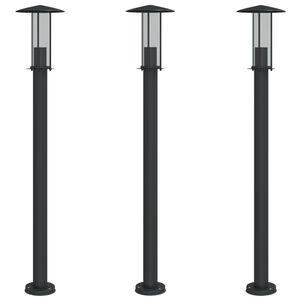 vidaXL āra zemes lampas, 3 gb., melnas, 100 cm, nerūsējo&scaron;s tērauds