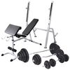 vidaXL treniņu sols ar statīvu, hantelēm un stieni, 120 kg