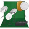 vidaXL fotostudijas komplekts &ndash; gaismas, fons, reflektors