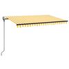 vidaXL izvelkama markīze, LED, vēja sensors, dzeltenbalta, 450x300 cm