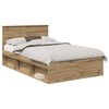 vidaXL Gultas rāmis Mākslīgā ozola 135 x 190 cm Inženierijas koks
