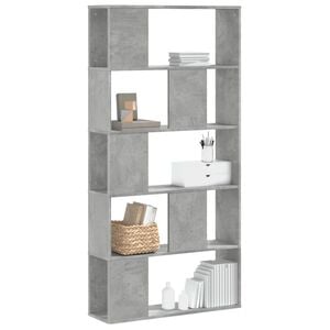 vidaXL grāmatu plaukts, 5 līmeņi, betona pelēks, 80,5x23,5x162,5 cm