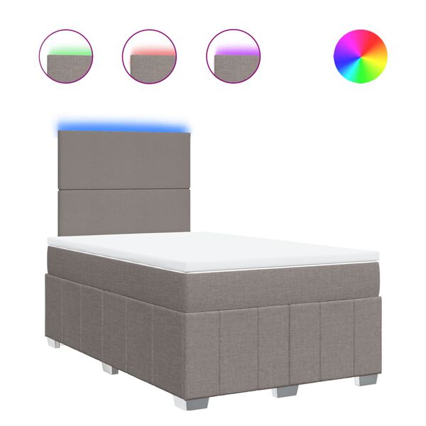 vidaXL atsperu gulta ar matraci, pelēkbrūns audums, 120x190 cm