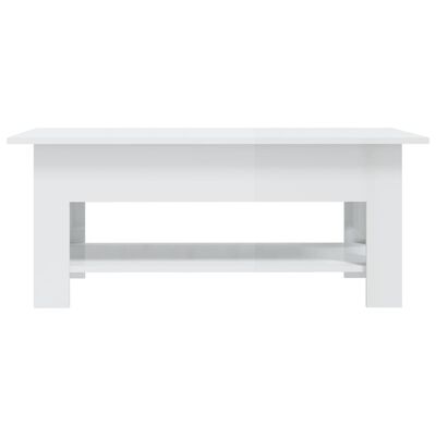 vidaXL kafijas galdiņš, spīdīgi balts, 102x55x42 cm, skaidu plāksne