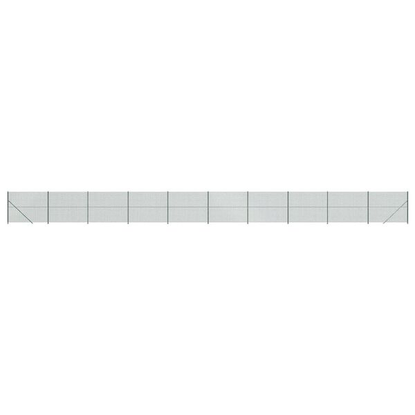 vidaXL stiepļu žogs ar atloku, 1,4x25 m, zaļš