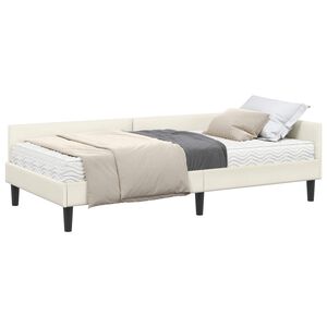 vidaXL Stūra gultas rāmis ar matrači 2 gab. Krēmkrāsa 80 x 200 cm