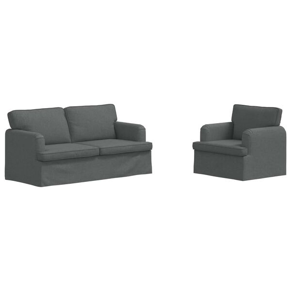 vidaXL Dīvānu komplekts 2 pcs Tum&scaron;i pelēks 162 x 80 x 85 cm audums