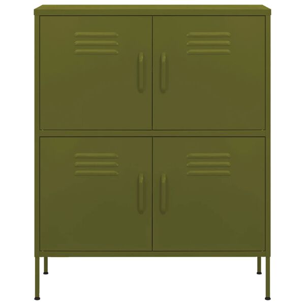 vidaXL skapītis, 80x35x101,5 cm, tērauds, olīvu zaļš