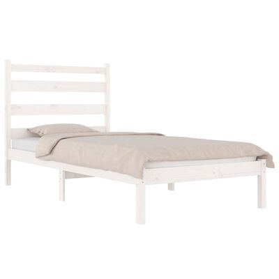 vidaXL gultas rāmis, balts, priedes masīvkoks, 90x200 cm