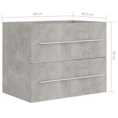vidaXL izlietnes skapītis, betona pelēks, 60x38,5x48 cm, skaidu plātne