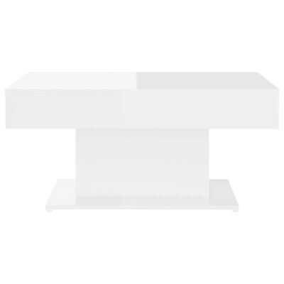 vidaXL kafijas galdiņš, spīdīgi balts, 96x50x45 cm, skaidu plāksne