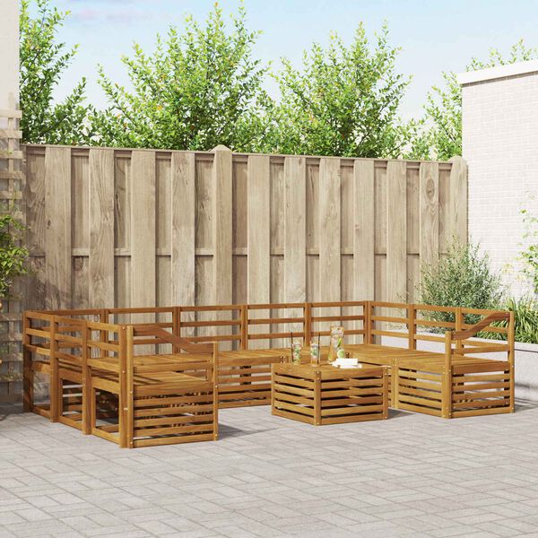 vidaXL Dīvāna komplekti 10 pcs Dabiska Cietā akācijas koks