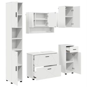 vidaXL Vannas istabas mēbeļu komplekts ar atvilktni 5 pcs Balts