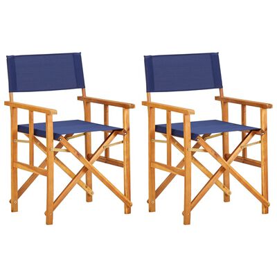 vidaXL režisora krēsli, 2 gab., zili, akācijas masīvkoks