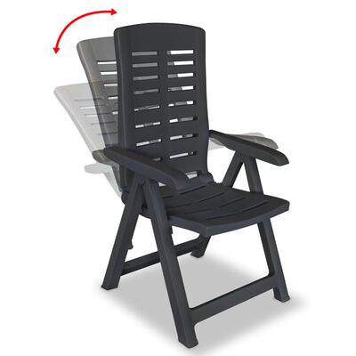 vidaXL atgāžami dārza krēsli, 2 gab., pelēka plastmasa