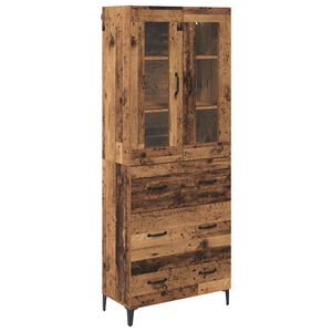 vidaXL Augstais skapītis ar atvilktni Vecs koks 69,5 x 34 x 180 cm