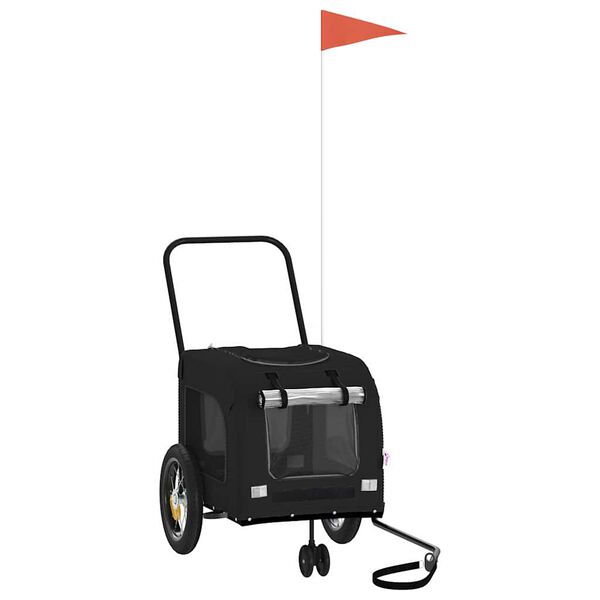 vidaXL Velosipēda piekabe mājdzīvniekiem Melna 124,5 x 63,5 x 53 cm