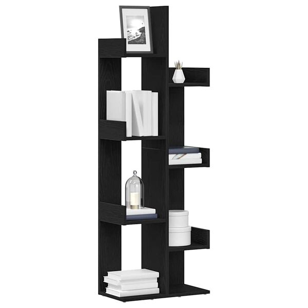 vidaXL Grāmatu skapis Melns ozolkoks 48 x 25,5 x 140 cm