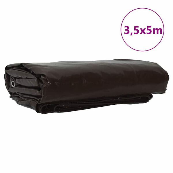 vidaXL Tarps 650g / m&sup2; Brūna 3,5 x 5 m Audekls ar PVC pārklājumu