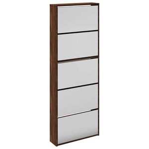 vidaXL apavu plaukts ar spoguli, 5 nodalījumi, 63x17x169,5 cm