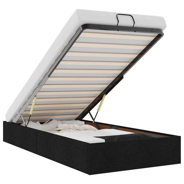 vidaXL Osmaņu gultas rāmis bez matrača melns 90x200 cm audums