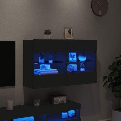 vidaXL TV galdiņš ar LED lampiņām, melni, 98,5x30x60,5 cm