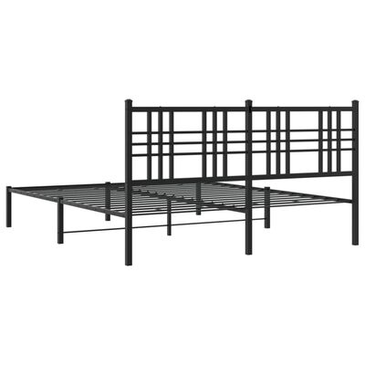 vidaXL gultas rāmis ar galvgali, melns metāls, 150x200 cm