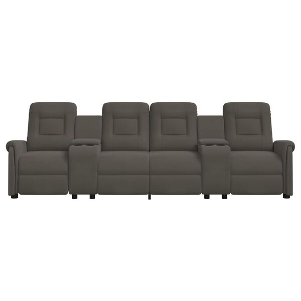 vidaXL četrvietīgs masāžas krēsls ar glāžu turētāju, tum&scaron;i pelēks