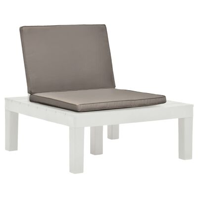 vidaXL dārza atpūtas krēsli ar matračiem, 2 gab., balta plastmasa