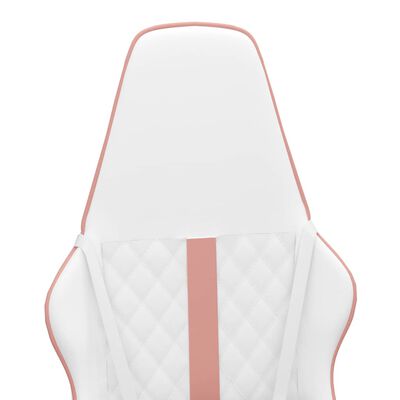 vidaXL masāžas datorspēļu krēsls, balta un rozā mākslīgā āda