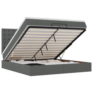 vidaXL Osmaņu gultas rāmis ar matračiem tum&scaron;i pelēks 200x200cm audums