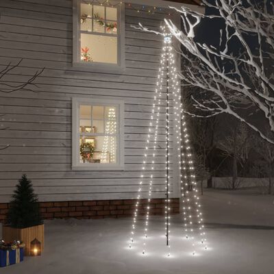 vidaXL Ziemassvētku egle ar pīķi, 310 vēsi baltas LED, 300 cm